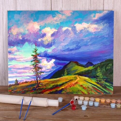 Landscape The Clouds. Etude Paint By Numbers Kit Acrylic Paints 50*70 Picture By Numbers Photo Loft Picture Handiwork