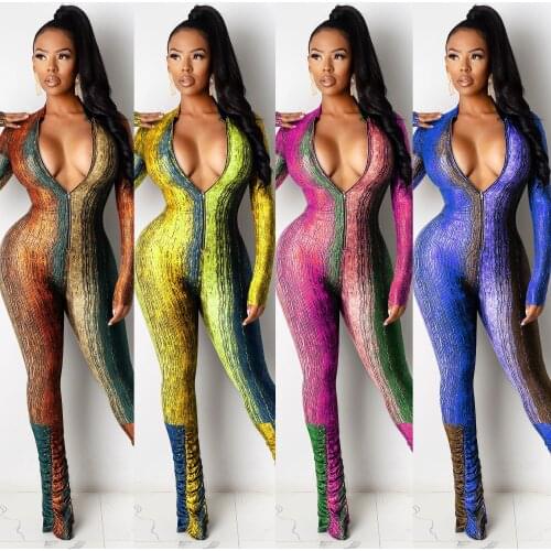 Tight-fitting Temperament Commuter Pile Jumpsuit Digital Printing Sexy womens Streetwear Plus Size Wholesale Clothing Vendors