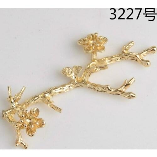 50pcs 30*63mm Gold Color Alloy Big Leaf Flower Branch Charms Branch Pendant for Wedding Fashion Jewelry Findings Handmade Craft