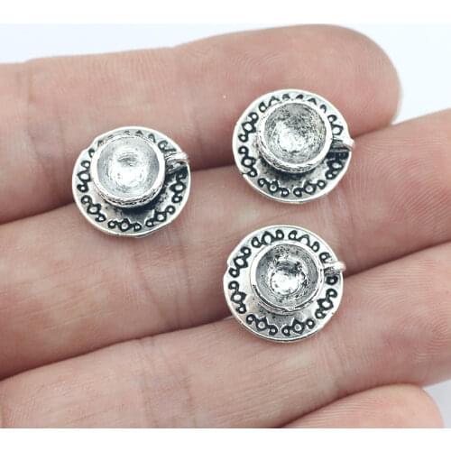 High Quality 20 Pieces/Lot 7mm*14mm Antique Silver Plated Coffee Cup Charms Diy Charms Wholesale