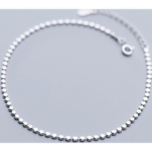 Simple 2mm Authentic REAL. 925 Sterling Silver Jewelry Round Coin chain /anklet Bracelet