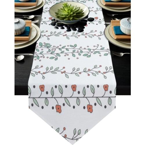 Simple Fresh Plant Flowers Table Runner Wedding Decor Cake Tablecloth and Placemat Holiday Table Decor Table Runner