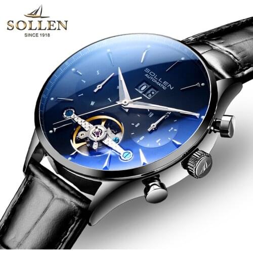 SOLLEN Men's Watch With Leather Strap