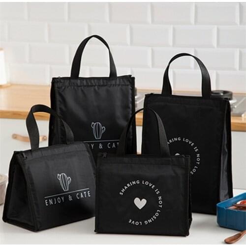 Lunch Food Bags Canvas Waterproof Durable Simple Bento Pouch Student Office Worker Portable Zipper Heat Insulation Handbag