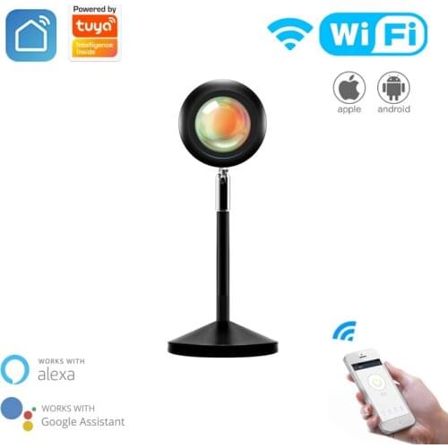Tuya Smart WiFi Sunset Light RGB Projection Night Light Atmosphere Led Light Background Wall Decoration Work With Alexa Google