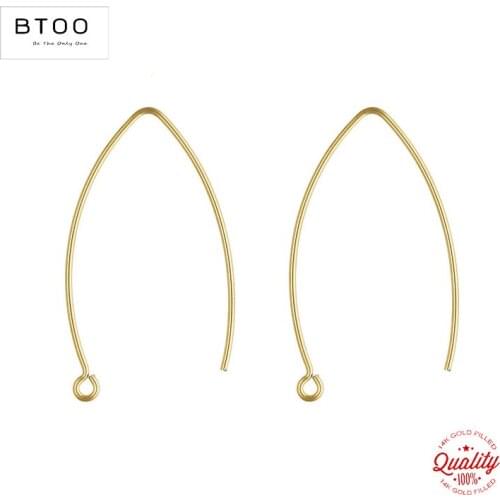 100% 14K Gold Filled 32.0mm V Shape Ear Wire .030" (.76mm) Gold Ear Wire for Jewelry Making Handmde DIY Earrings Accessories