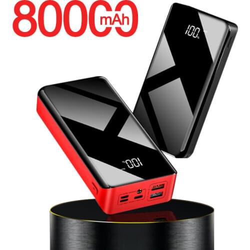 80000mAh Power Bank Charger LED with Fashlight Digital Display Poverbank Powerbank External Battery for iPhone Xiaomi