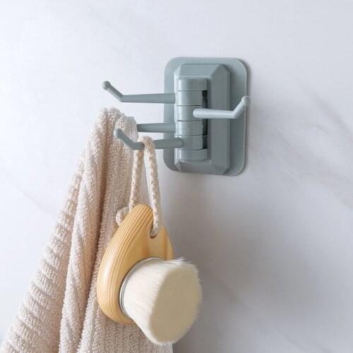 Rotating Hook Self-adhesive Towel Rack Bathroom Wall Shelf Free Punch Traceless Wall Mounted Hook C1