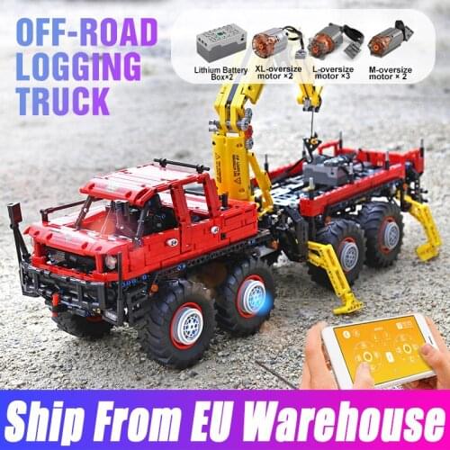 Mould King 13146 High-tech App RC Logging Trucks Toys MOC The Articulated 8×8 Off-road Model Building Blocks Kids Birthday Gifts