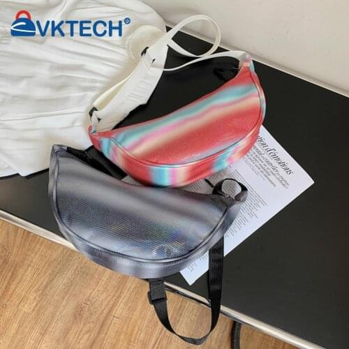 Gradient Color Stripes Printing Shoulder Bag for Women Crossbody Messenger Bag Casual Ladies Zipper Large Capacity Handbags