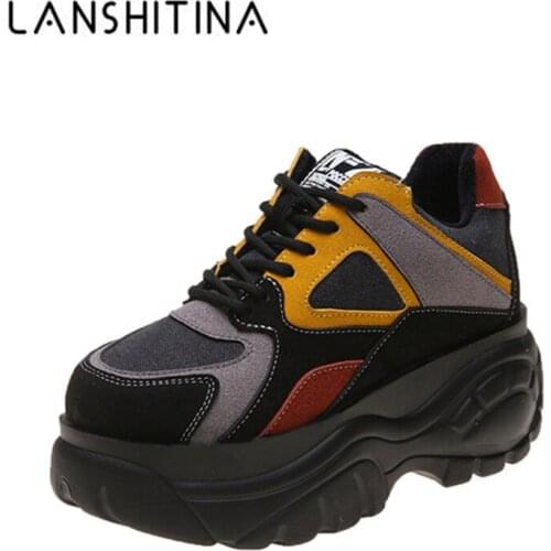 2020 Women Casual Shoes Autumn Lace up High Platform Shoes Thick Soled Winter Keep Warm Fur Shoes Women Sneakers Chaussure Femme