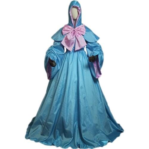 New Arrival Cinderella Fairy Godmother Dress Cartoon Fancy Cosplay Halloween Women Costume Butterfly Coat With Hood