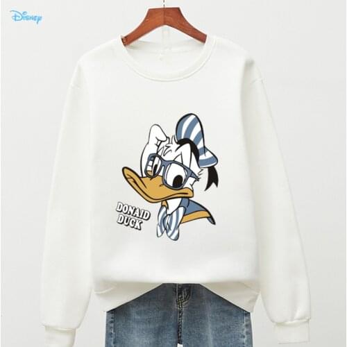 Disney 2021 Women Kawaii Sweatshirt Hoodie Color Streetwear Harajuku Donald Duck Pullover Hoodie Fleece Winter Autumn Hoodie