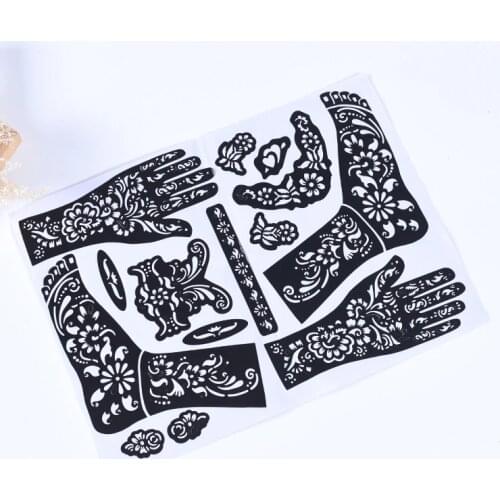 1pc Arm Leg Feet Tattoo Stencils Temporary Decal Body Art Template India Henna Hollow Drawing Kit Diy Face Paints Painting Tool