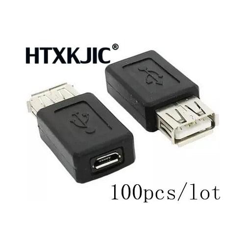 100pcs/lot USB 2.0 Type A Female to Micro B 5 Pin Female Adapter
