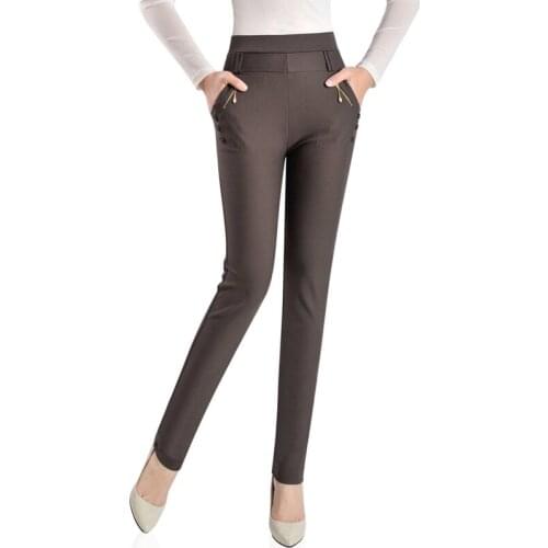 2019 Autumn Women Pants High Waist Elastic Pencil Pants Casual Slim Stretch Trousers Elegant Female Sweatpants Plus Size 37 R433