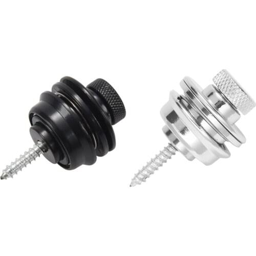 4Pcs Non-Slip Guitar Strap Lock Guitar Belts Buckle Button Thread -Black & Silver