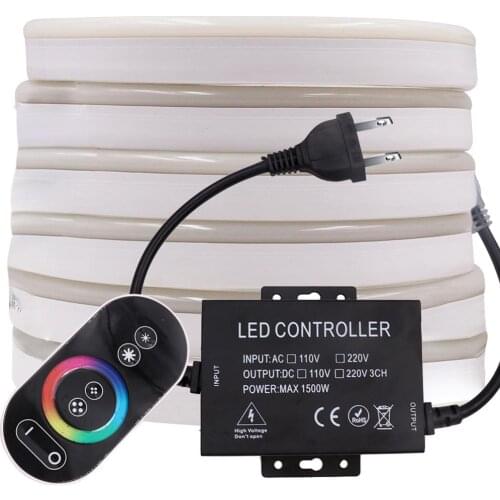 Touch Remote RGB Neon Light Led Strip 5050 EU US UK AU Kit 1500W Led Controller Waterproof Flexible Rope Lamp Outdoor Decoration