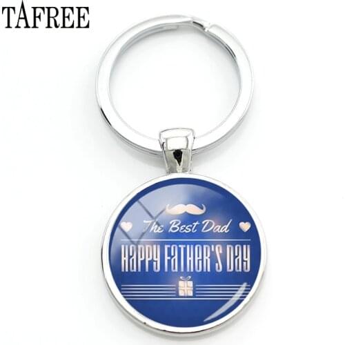 TAFREE The Best Dad HAPPY FATHERS DAY Keychain Metal Silver Color Keychains For Father Daddy Fathers Day Gift Jewelry FQ895