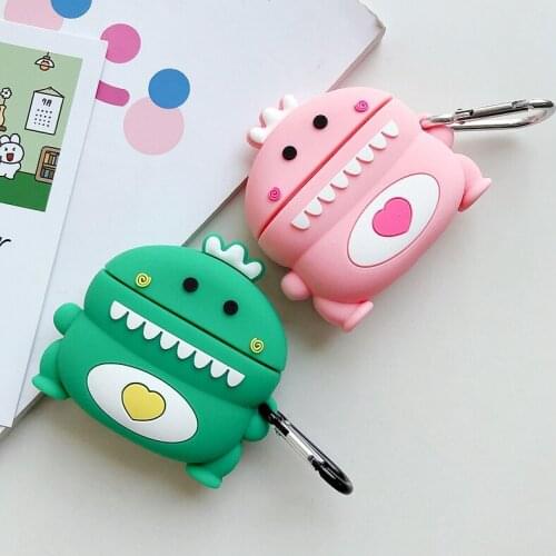 Love heart dinosaur headphone Case For QCY T8 Wireless Earphone Case catroon silicone Cover