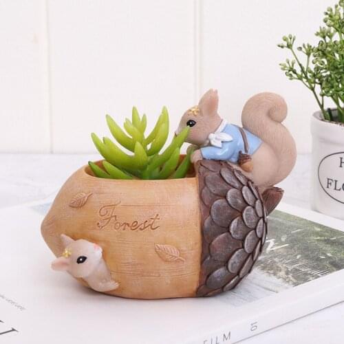 Resin House Plant Pot Flowers Pot Small Succulents Planter Cute Animal Bonsai Pot For Home Garden Decoration