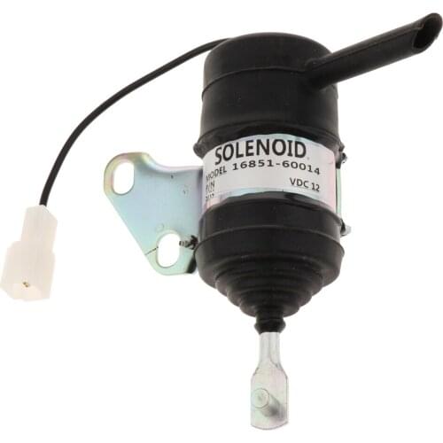 Fuel Shut Off Solenoid Valve Shutdown 16851-60014 12V For Kubota Mower Tractor Excavator RTV RTV900 YC101561 Aluminum Alloy