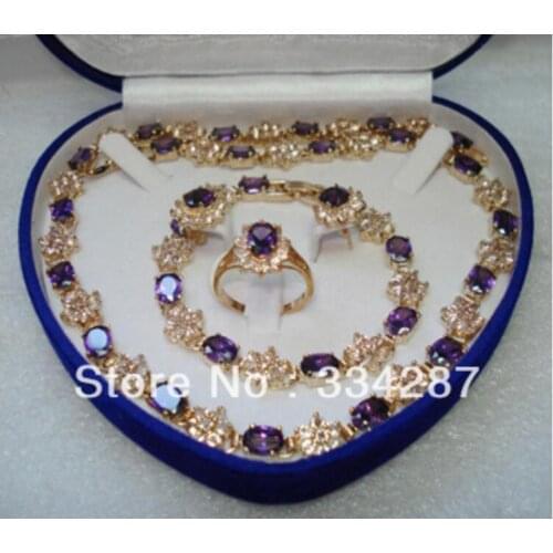 Purple zircon earring bracelet ring/necklae