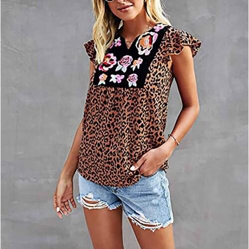 Leopard Print T-Shirt Top Women Fashion Cute Short Sleeve Pullover Casual Bottom tshirt Top vintage Femme Tshirt camiseta mujer