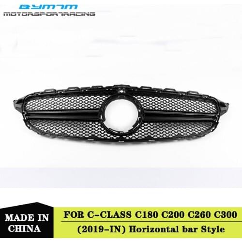 Horizontal bar Style Front Bumper ABS Racing Grille For Benz W205 C180 C200 C260 C300 2019