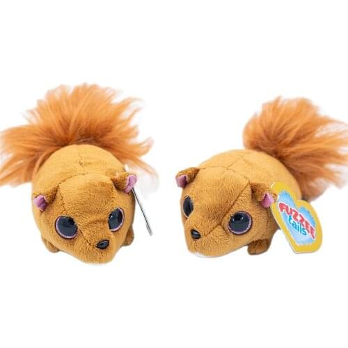 New 4" 10cm Ty Big Eyes Stuffed Peas Plush Animal Brown Fluffy Long Tail Dog Collection Doll Childrens Birthday Gift For Kids