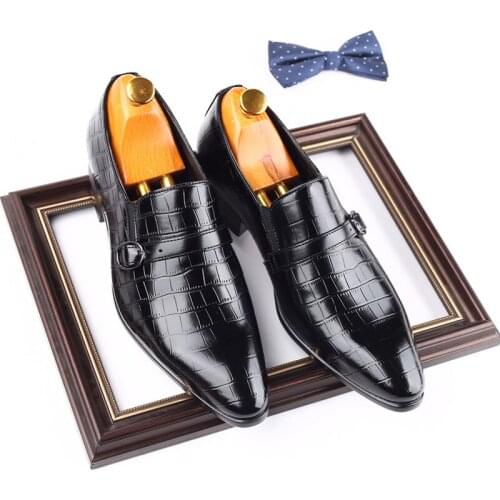 Yomior Italian Vintage Men Casual Shoes Pointed Toe Formal Dress Leather Shoes Wedge British Business Office Wedding Oxfords