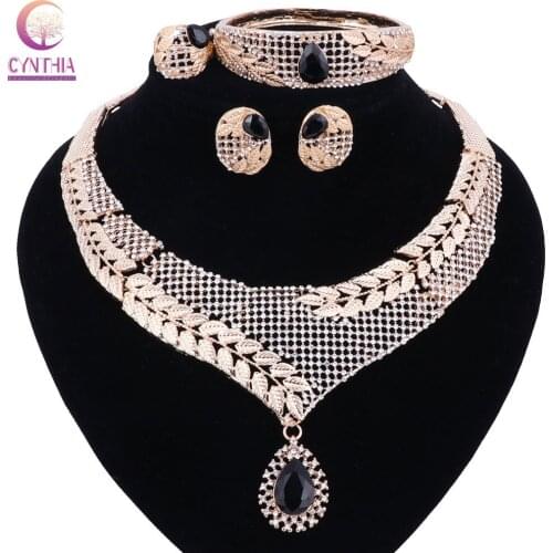 CYNTHIA Top Exquisite Dubai Jewelry Set Luxury Gold-color Nigerian Wedding African Beads Jewelry Set Costume Design