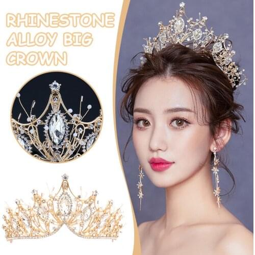 Baroque Crowns Gold Color Headpiece Wedding Crown Wedding Tiaras Hair Accessories for Prom Birthday Costume Party Jewelry