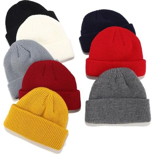 Short Crimping Solid Color Skull Cap Keep Warm Hip Hop Unisex Korean Version Autumn Winter Men Beanie Knitted Hat