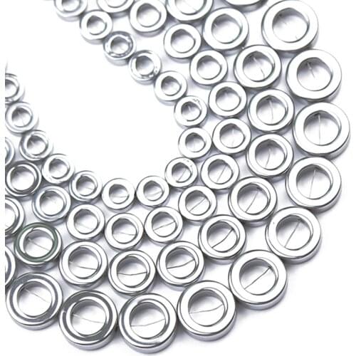 YHBZRET Natural Silvers Hematite Stone Round Circle Spacer Loose Beads for Jewelry Making 8/10/12/14mm Diy Bracelets accessories