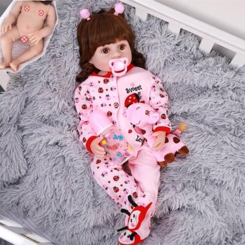 22inch 56cm Soft Vinyl Full Silicone Body Reborn Baby Doll ladybug Clothes Princess Water Proof Bath Toy For Kid Christmas Gifts