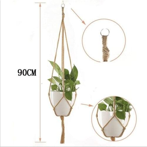 Macrame Flower Pot Hanging Basket Knotted Rope Flowerpot Net Bag Handmade Horticultural Home Door Balcony Courtyard Garden Decor