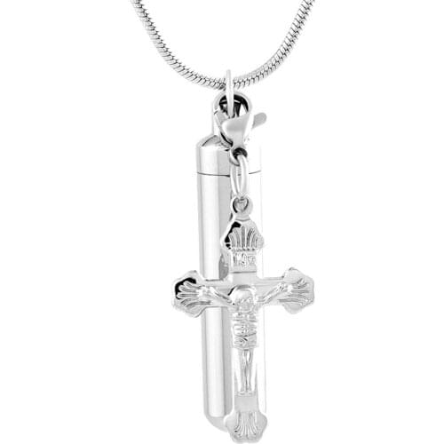 MJD9856 Stainless Steel Cube with Charms Necklace for Ashes Cremation Jewelry