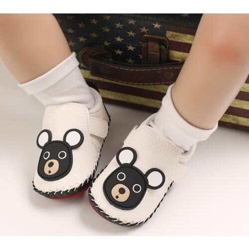 Fashion Newborn Infant Baby Boys Girls Cute Cartoon Leather Non-slip Soft Sole Sneakers Rubber Prewalker First Walkers Shoes#p4