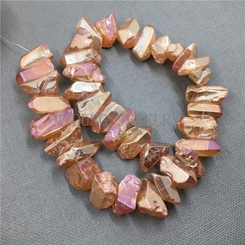 MY0780 Freeform Smooth Crystal Quartz Titanium Orange Beads,Polished Nugget Point Beads,Raw Quartz Hole Beads
