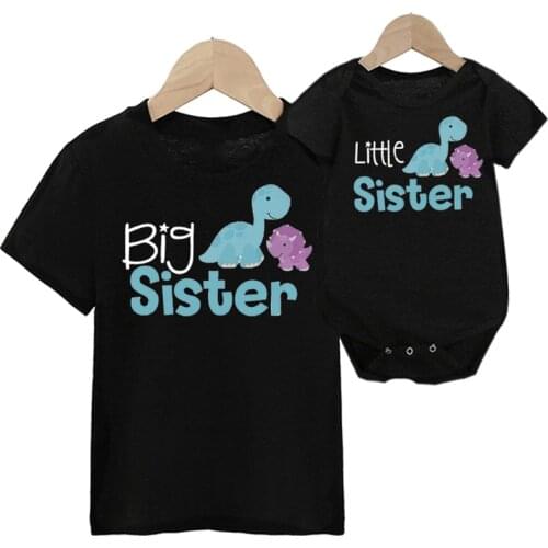 New Family Matching Clothes Fashion Dinosaur Tshirt Mom And Me Outfits Father Son Big Sister Big Sister Baby Boy Kids Clothing