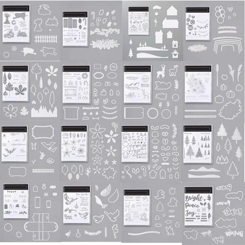 New Mixed Transparent Clear Stamps&cutting Dies Animal Plant Letter Words for Diy Scrapbooking/photo Album Decor Card Making