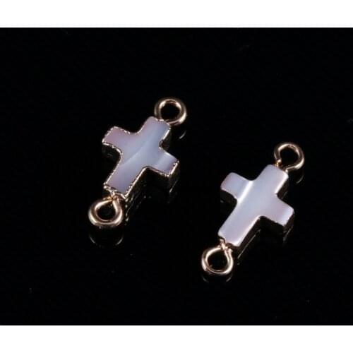Wholesale Shell Pearl Pendants Natural Cross-shaped Double Hole Connector DIY Necklace Earring Accessories for Jewelry Making
