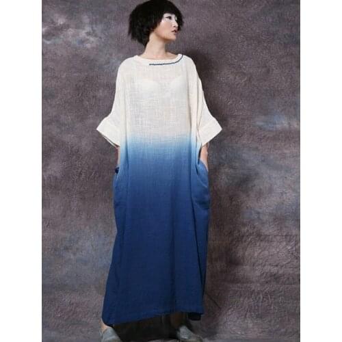 Originally designed embroidered cotton flax loose retro large size cotton flax dress JMM201903013