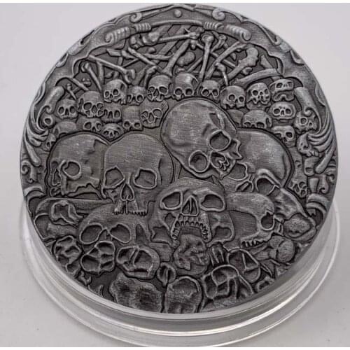 African Cameroon Cathedral Relief Skull Silver Coin Commemorative Alloy Dia 40MM Souvenir Coins Gifts Drop Shipping