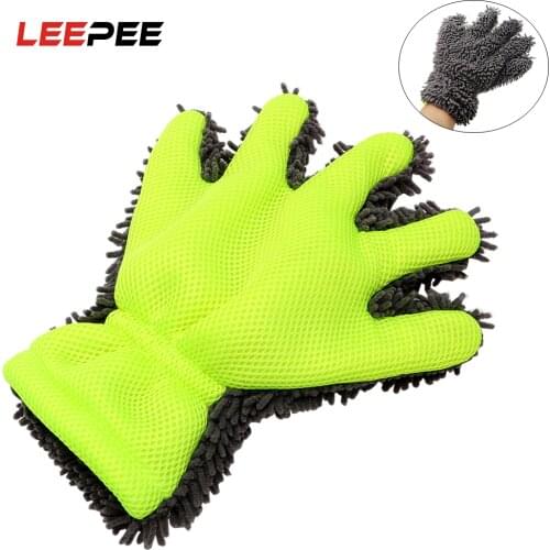 LEEPEE Soft Microfiber Car Washing Gloves Window Wash Tool Auto Care Detailing Car Accessories Vehicle Home Cleaning Usage