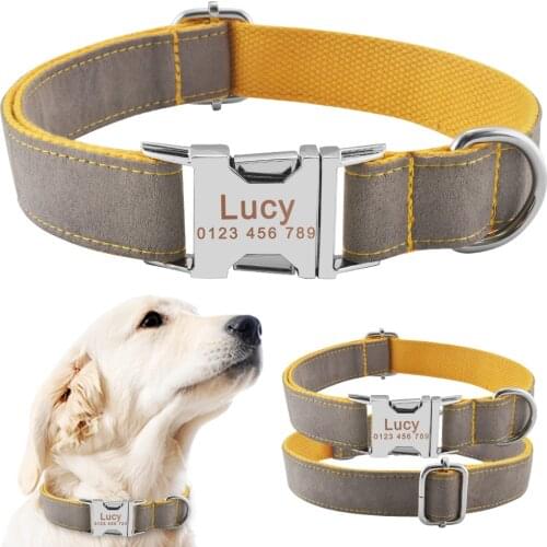 Personalized Dog Collar Blue Nylon Free Engraved Pet Dogs Name ID Number Collars