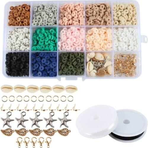Flat Round Beads 15 Grids DIY Kit Earring Necklace Creative Jewelry Making Baracelets Colorful Mixed Shape Beads