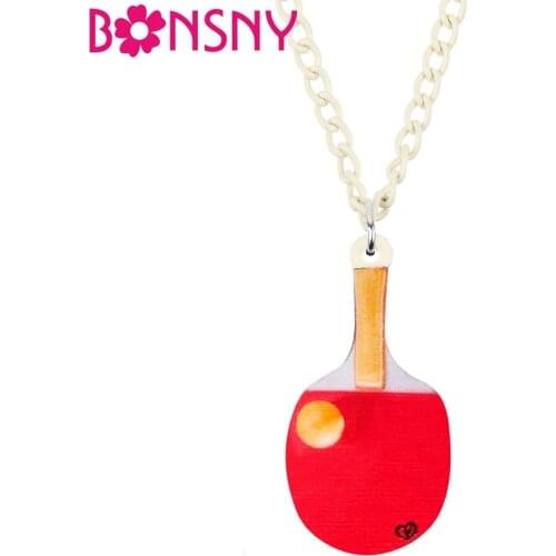 Bonsny Acrylic Table Tennis Ball Pendant Necklace Chain Choker Summer Hipster Jewelry For Women Girls Teens Party Gift New