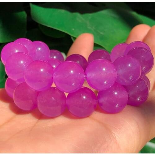 Natural Stone Fuchsia Chalcedony Jades Bead Loose Spacer Mineral Beads For Jewelry Making DIY Bracelet Necklace 4-12mm Pick Size